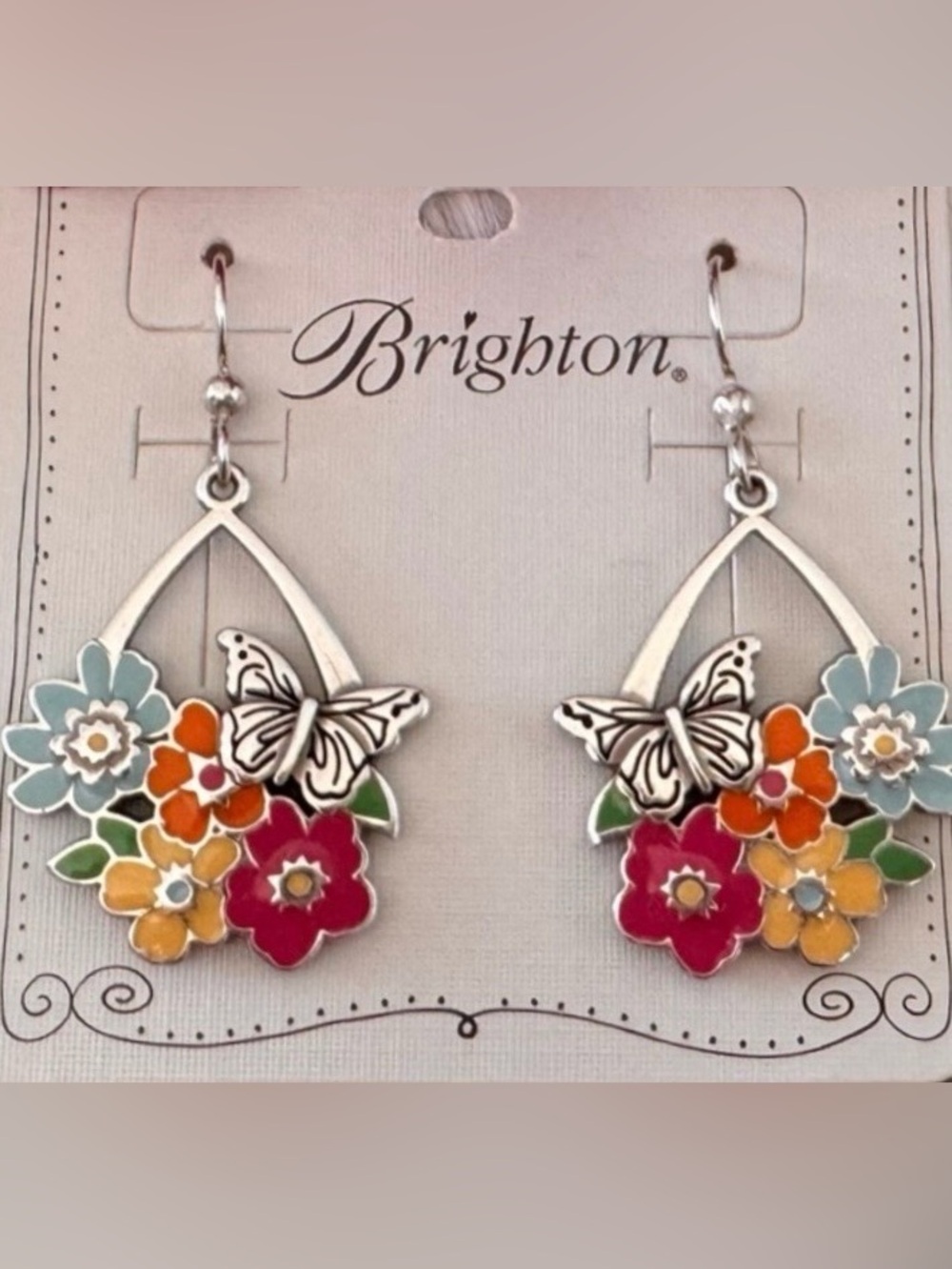 🦋 VERY RARE BRIGHTON VINTAGE 🌸 “ENCHANTED GARDEN” Butterfly Earrings 🌸 RETIRED